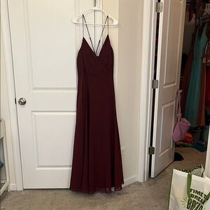 David's Bridal - Deep Red Maxi Dress / Gown